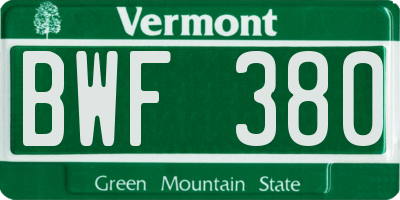 VT license plate BWF380