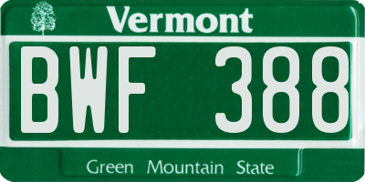 VT license plate BWF388