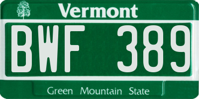 VT license plate BWF389
