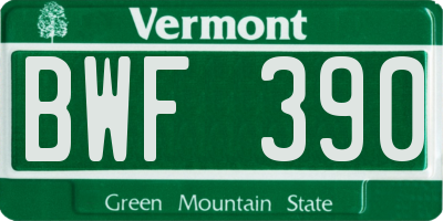 VT license plate BWF390