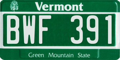 VT license plate BWF391
