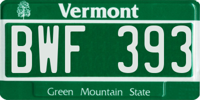 VT license plate BWF393