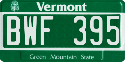 VT license plate BWF395