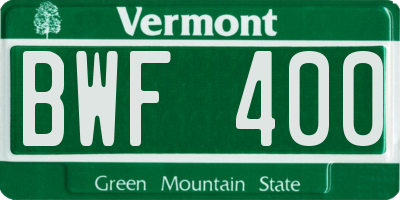 VT license plate BWF400