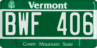 VT license plate BWF406