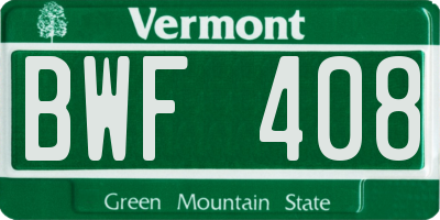 VT license plate BWF408