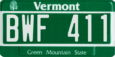 VT license plate BWF411