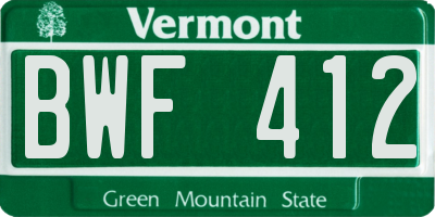 VT license plate BWF412