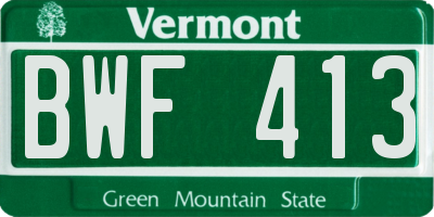 VT license plate BWF413