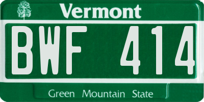 VT license plate BWF414