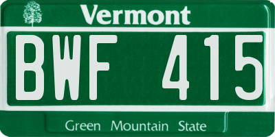 VT license plate BWF415