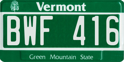 VT license plate BWF416
