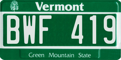 VT license plate BWF419