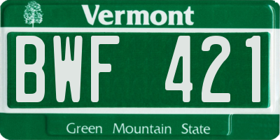 VT license plate BWF421