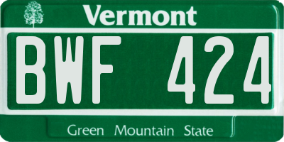 VT license plate BWF424