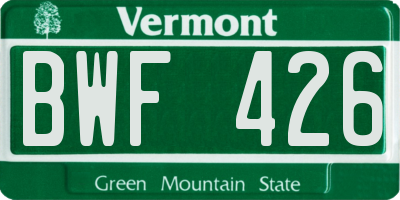 VT license plate BWF426