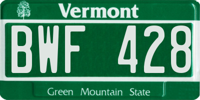 VT license plate BWF428