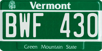 VT license plate BWF430