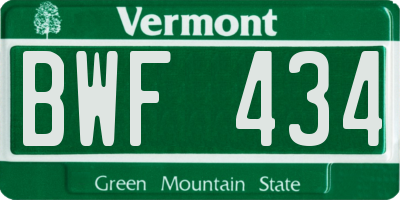 VT license plate BWF434
