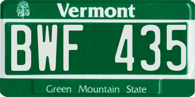 VT license plate BWF435