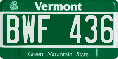 VT license plate BWF436