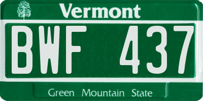VT license plate BWF437