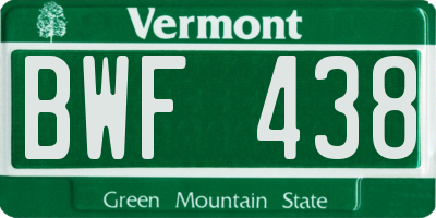 VT license plate BWF438