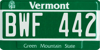VT license plate BWF442