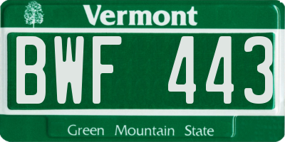 VT license plate BWF443