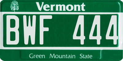 VT license plate BWF444