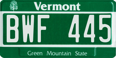 VT license plate BWF445