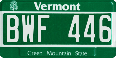 VT license plate BWF446