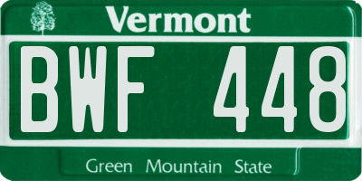VT license plate BWF448