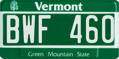 VT license plate BWF460