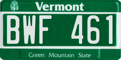 VT license plate BWF461