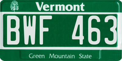 VT license plate BWF463
