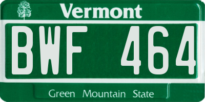 VT license plate BWF464