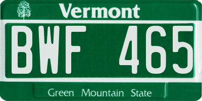 VT license plate BWF465