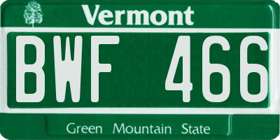 VT license plate BWF466