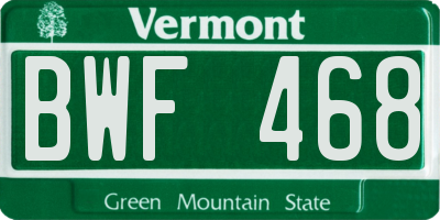 VT license plate BWF468