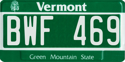VT license plate BWF469