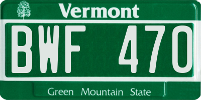 VT license plate BWF470