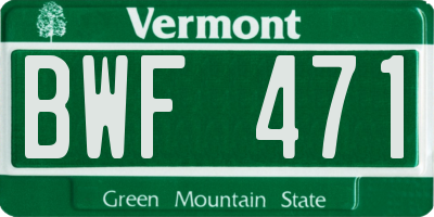 VT license plate BWF471