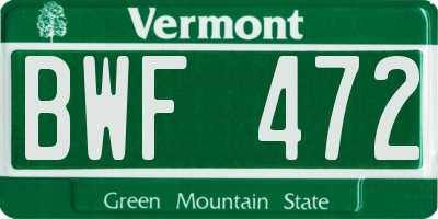 VT license plate BWF472