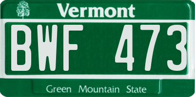 VT license plate BWF473
