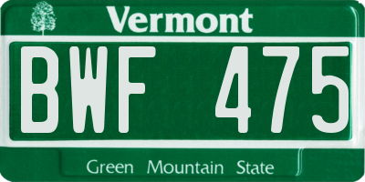 VT license plate BWF475