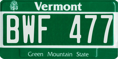 VT license plate BWF477