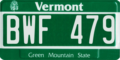 VT license plate BWF479