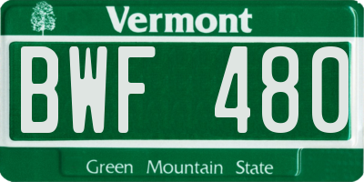 VT license plate BWF480