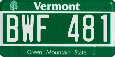 VT license plate BWF481